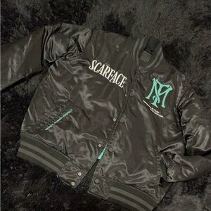 Scarface Black and Teal Bomber Jacket